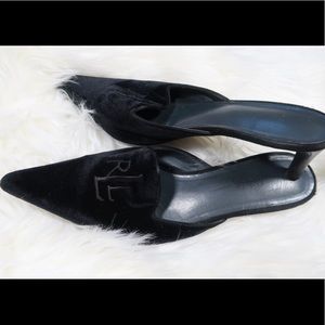 Lauren Ralph Lauren Velvet Slide In Slipper Heels